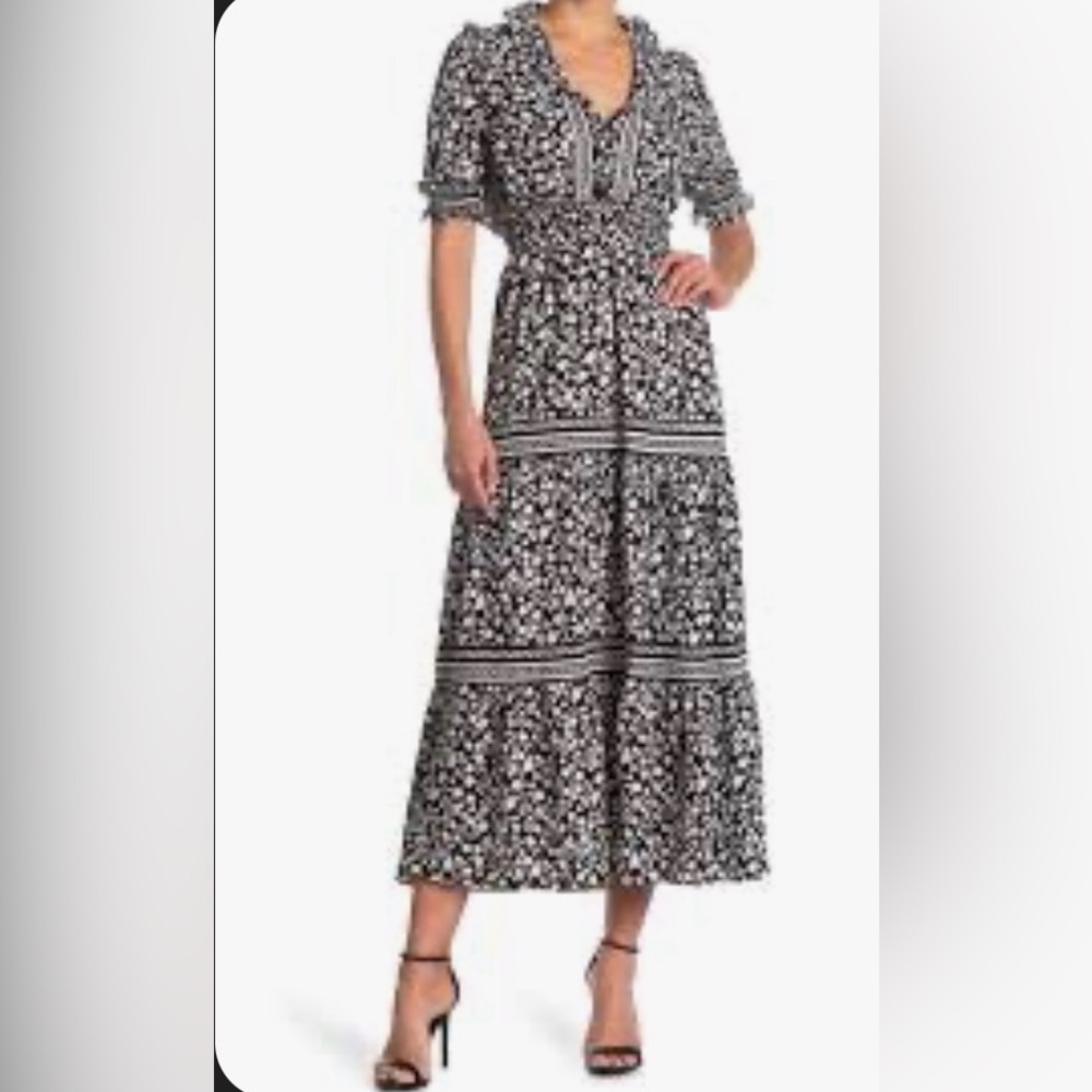 Max Studio Black and White Patterned Midi Dress